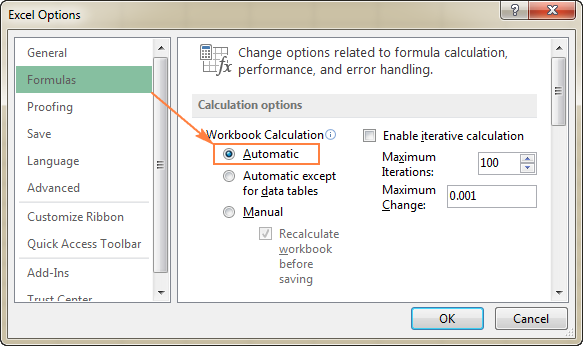 Excel 2007 sum formula not updating